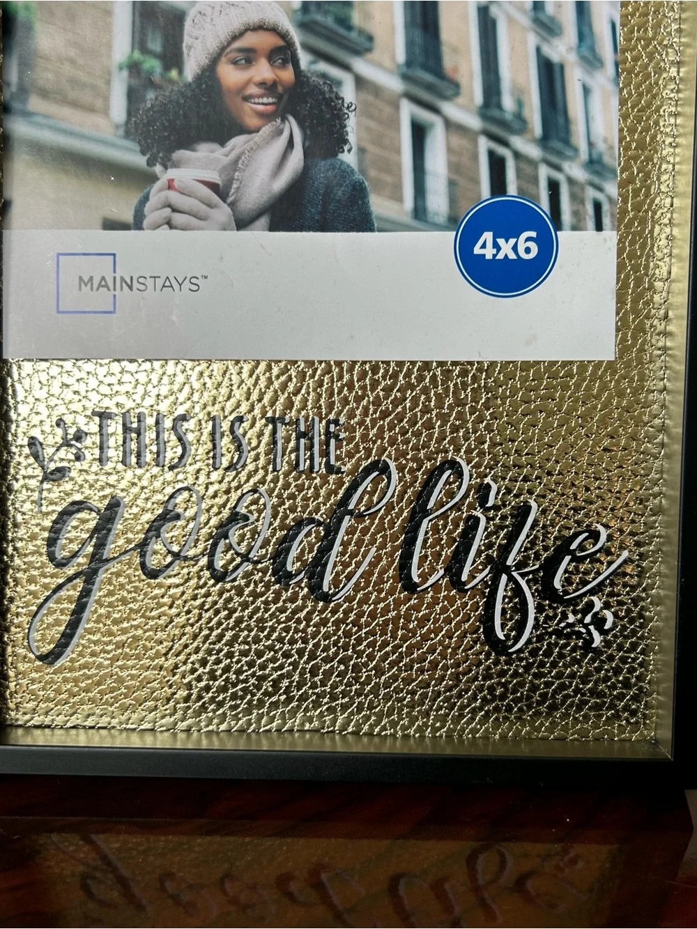 NWT Photo Frame “This Is The Good Life” Gold Textured Foil Accent 4 x 6” w/ Clip